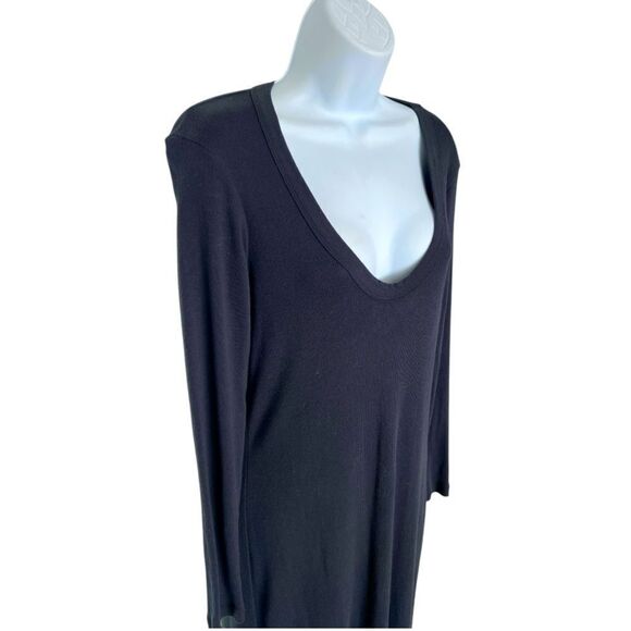JAMES PERSE V-neck Ribbed Long Dress In Black Size 4 - Picture 3 of 8